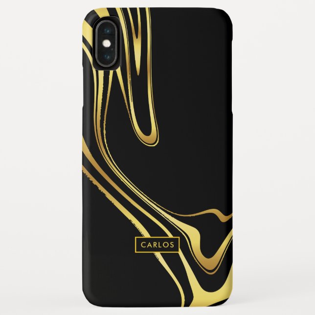 Moderne, elegante Wirbel aus Gold in Schwarz Case-Mate iPhone Hülle (Rückseite)