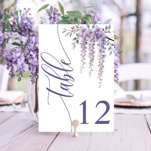 Moderne elegante Wisteria-Zweig Blumenhochzeit Tischnummer
