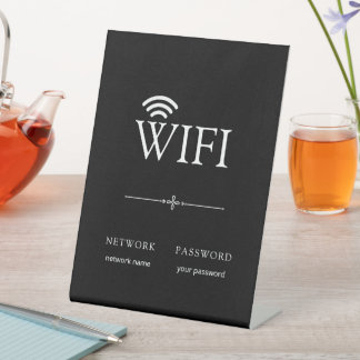 Moderne elegante WLAN-Netzwerk-Passwort-Tafel Schw Sockelschild