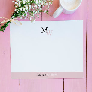 Moderne Elegante Zweifarbige Monogrammierte Mitteilungskarte
