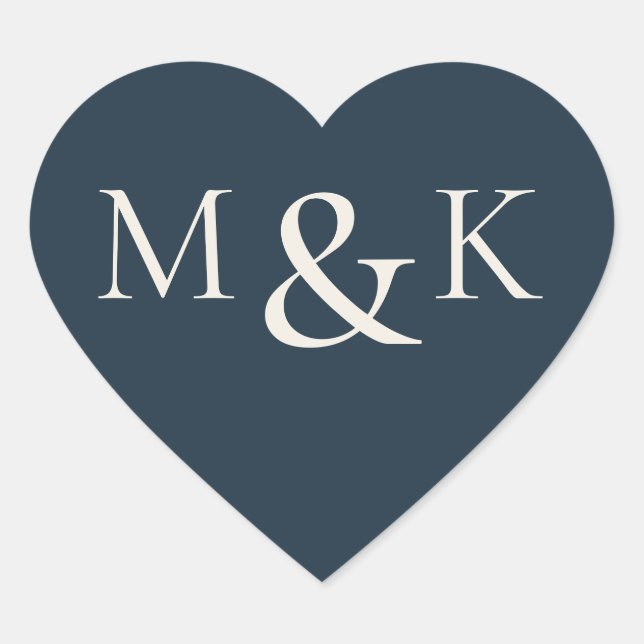 Moderne Eleganten Name Erste Hochzeit-Verlobung Herz-Aufkleber (Vorderseite)