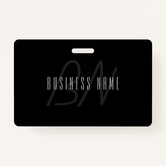 Moderne Elegantenbezeichnung & Monogramm | Dunkelg Ausweis (Vorderseite)