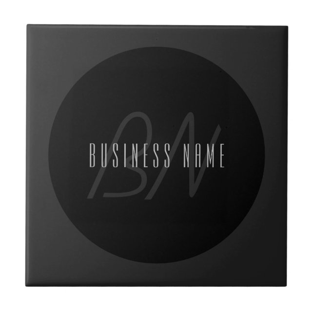 Moderne Elegantenbezeichnung & Monogramm | Dunkelg Fliese (Vorderseite)