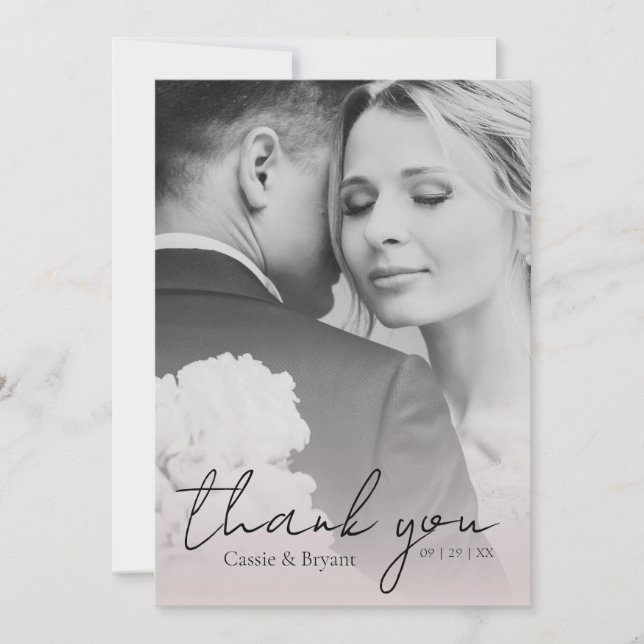 Moderne Elegantes Rosa Foto Hochzeit Dankeskarte (Vorderseite)