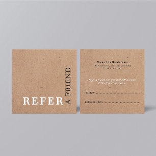 Moderne ElegantPrinted Kraft Beauty Reference Card Empfehlungskarte