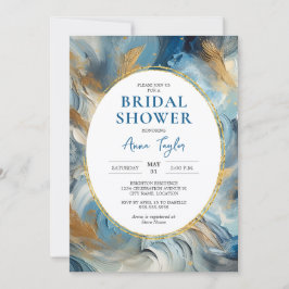 Moderne Eleganz: Blue Gold Brautparty Einladung