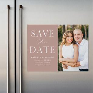 Moderne Eleganz Dusty Rose Foto Save-the-Date-Kart Magneteinladung