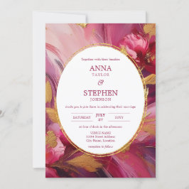 Moderne Eleganz: Fuchsia Pink Gold Hochzeit Einladung