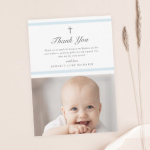 Moderne Eleganz Jungen Taufe Dankeschön Postkarte