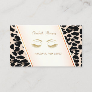Moderne Eleganz, Leopardenmuster, Wimpern Visitenkarte