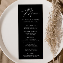 Moderne Eleganz Schwarz-Weiß-Hochzeit Menükarte