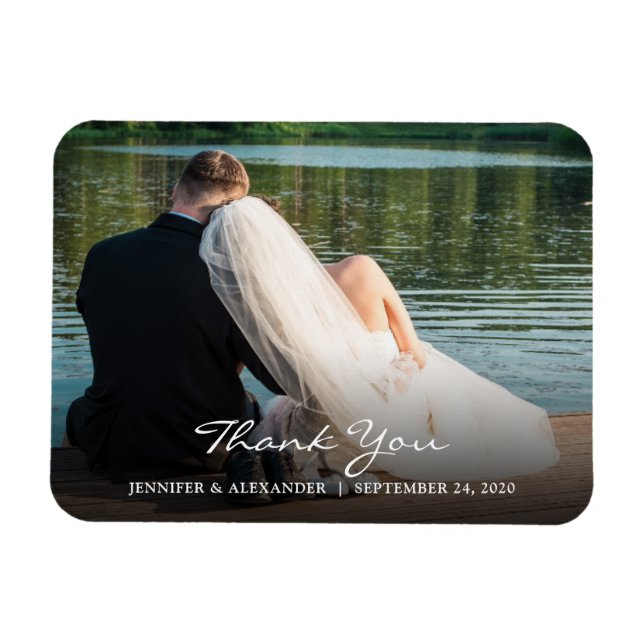 Moderne Eleganz Vielen Dank Foto Ehepaar Hochzeit Magnet (Horizontal)