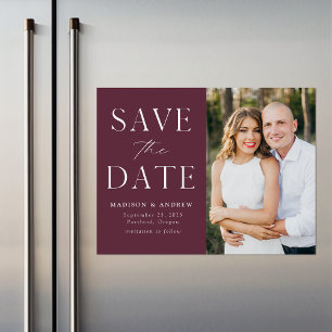 Moderne Eleganz Wein Foto Save the Date Magneteinladung