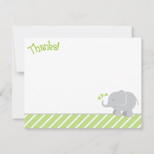 Moderne Elephant Baby Dusche grün und grau Dankeskarte
