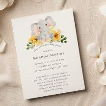 Moderne Elephant Floral Gender Neutral Baby Dusche