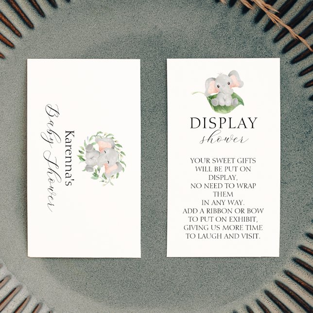 Moderne Elephant Greenerenery Baby Display Dusche Begleitkarte (Von Creator hochgeladen)