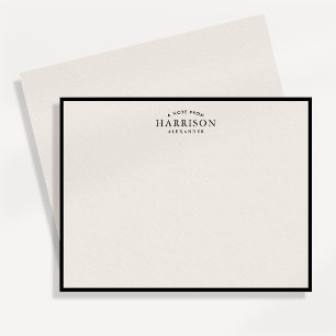 Moderne Elfenbein elegante schwarze Rand Notizkart Einladung