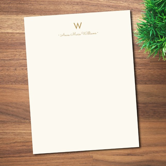 Moderne Elfenbein-Gold-Schrift-Monogramm Briefbogen (Von Creator hochgeladen)
