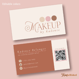 Moderne Elfenbein-Rosa Terrakotta-Makeup-Artist Visitenkarte