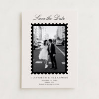Moderne Elfenbein-Save-the-Date-Karte mit einem Fo