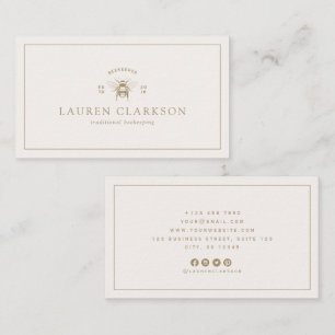 Moderne Elfenbein- und Gold-Biene-Logo-Imker  Visitenkarte