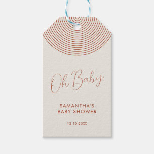 Moderne elfenbeinfarbene Babyparty-Schick-Schrift Geschenkanhänger