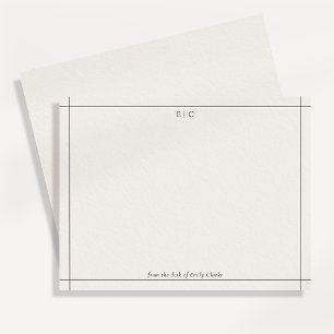 Moderne elfenbeinfarbene und schwarze Monogramm-Sc Einladung