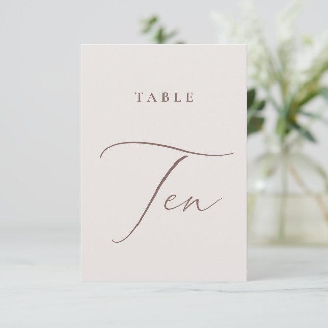 Moderne Elfenbeinkalligrafie-Tabelle Zehn Tischnum Einladung (Stehend Vorderseite)