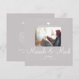 Moderne Eloped Simple Heart Foto Celebration Card Karte