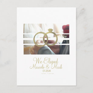 Moderne Elopement-Foto-Blindierung Faux-Goldring Postkarte