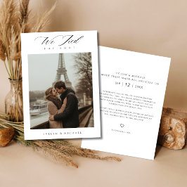 Moderne Elopement wir tippen das Foto der Hochzeit Ankündigung