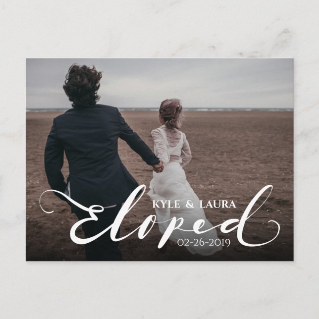 Moderne Elopted Ehe Ankündigung Postkarte (Vorderseite)