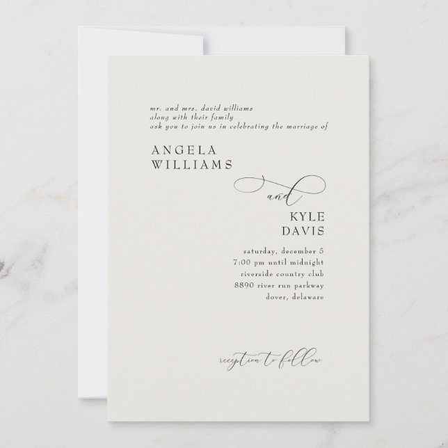 Moderne Eltern von Beige Bride haben Hochzeitsfeie Einladung (Vorderseite)