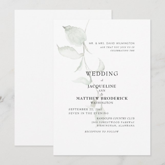 Moderne Eltern von Foliage Bride, die sich einlade Einladung (Vorne/Hinten)
