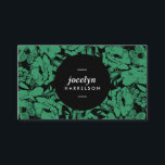 Moderne Emerald Blume Black Circle Business Card Visitenkarte<br><div class="desc">Ein traditionelles Blumenmuster ist modern mit smaragdgrünen und schwarzen Farbschemata. Der zentrierte schwarze Kreis unterstreicht Ihren Namen oder Firmennamen auf dieser modernen Visitenkartenvorlage. © 1201AM CREATIVE</div>