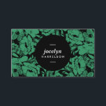 Moderne Emerald Blume Black Circle Business Card Visitenkarte<br><div class="desc">Ein traditionelles Blumenmuster ist modern mit smaragdgrünen und schwarzen Farbschemata. Der zentrierte schwarze Kreis unterstreicht Ihren Namen oder Firmennamen auf dieser modernen Visitenkartenvorlage. © 1201AM CREATIVE</div>