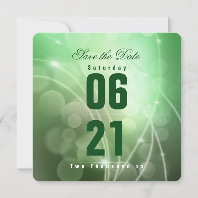 Moderne Emerald Green Bokeh-Hintergrundhochzeit (Vorderseite)