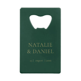 Moderne Emerald Green & Gold Glamour Wedding Geldbeutel Flaschenöffner