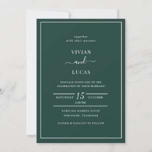 Moderne Emerald Green Minimal Wedding Einladung