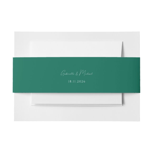 Moderne Emerald Green Script-Einladung Einladungsbanderole (Vorderseite Beispiel)