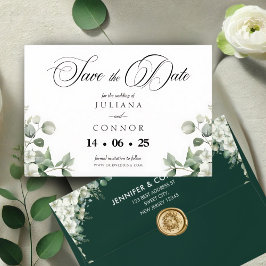 Moderne Emerald Greenery Save the Date Card