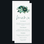 Moderne Emerald und Gold Florals Wedding Menu Card Einladung<br><div class="desc">Moderne Emerald und Gold Florals Wedding Menu Card. Verfügbar in digitaler Form und gedruckt. Schöne Blume stehen an der Spitze,  mit einem eleganten Menu-Skript und leicht zu personalisieren die Erholung des Textes auf Ihre Bedürfnisse.</div>