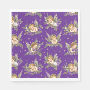 Moderne Engelmuster lila Serviette