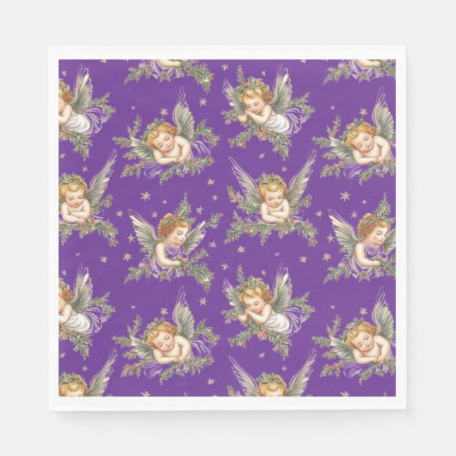 Moderne Engelmuster lila Serviette (Vorderseite)