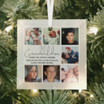 Moderne Enkel Foto Collage Glass Ornament<br><div class="desc">Einzigartige Enkel-7-Foto-Collage-Ornament macht das Geschenk für jeden Großeltern,  mit Text,  der "GRANDCHIDREN MAKE THE WORLD GRAND",  gefolgt von ihren Namen,  lautet.</div>