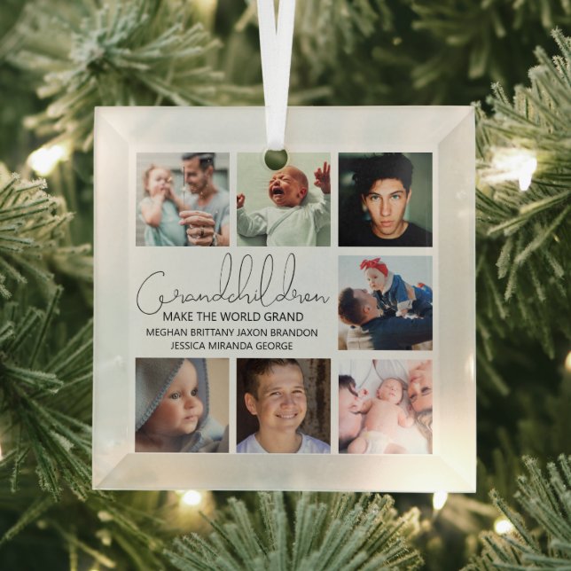 Moderne Enkel Foto Collage Glass Ornament Aus Glas (Insitu)