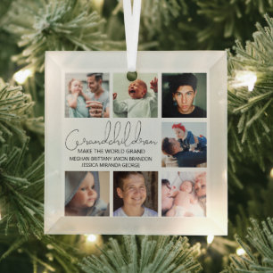 Moderne Enkelkinder-Fotocollage Glas-Ornament Ornament Aus Glas