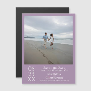 Moderne Enregistrer la date Photo Lavender Magnet
