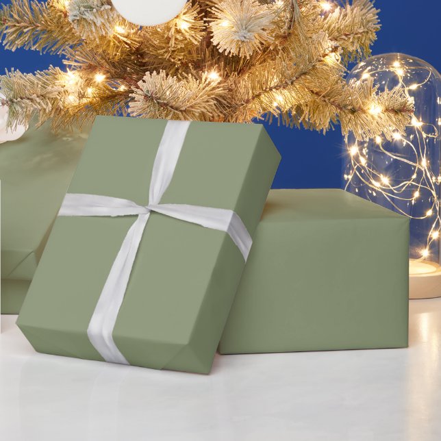 Moderne Erbschaft Solides Moosgrün Geschenkpapier (Feiertage)