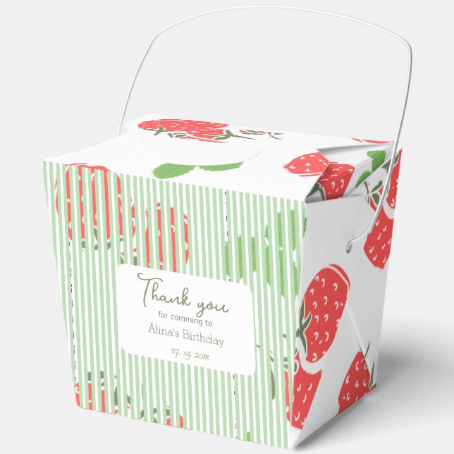 Moderne Erdbeere und entrippte Muster Geburtstag Geschenkschachtel (Vorderseite)